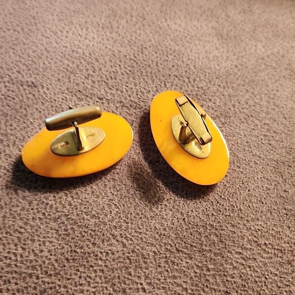 Butterscotch Amber gemstone cuff links from Lithuania Vintage - Picture 2 of 5